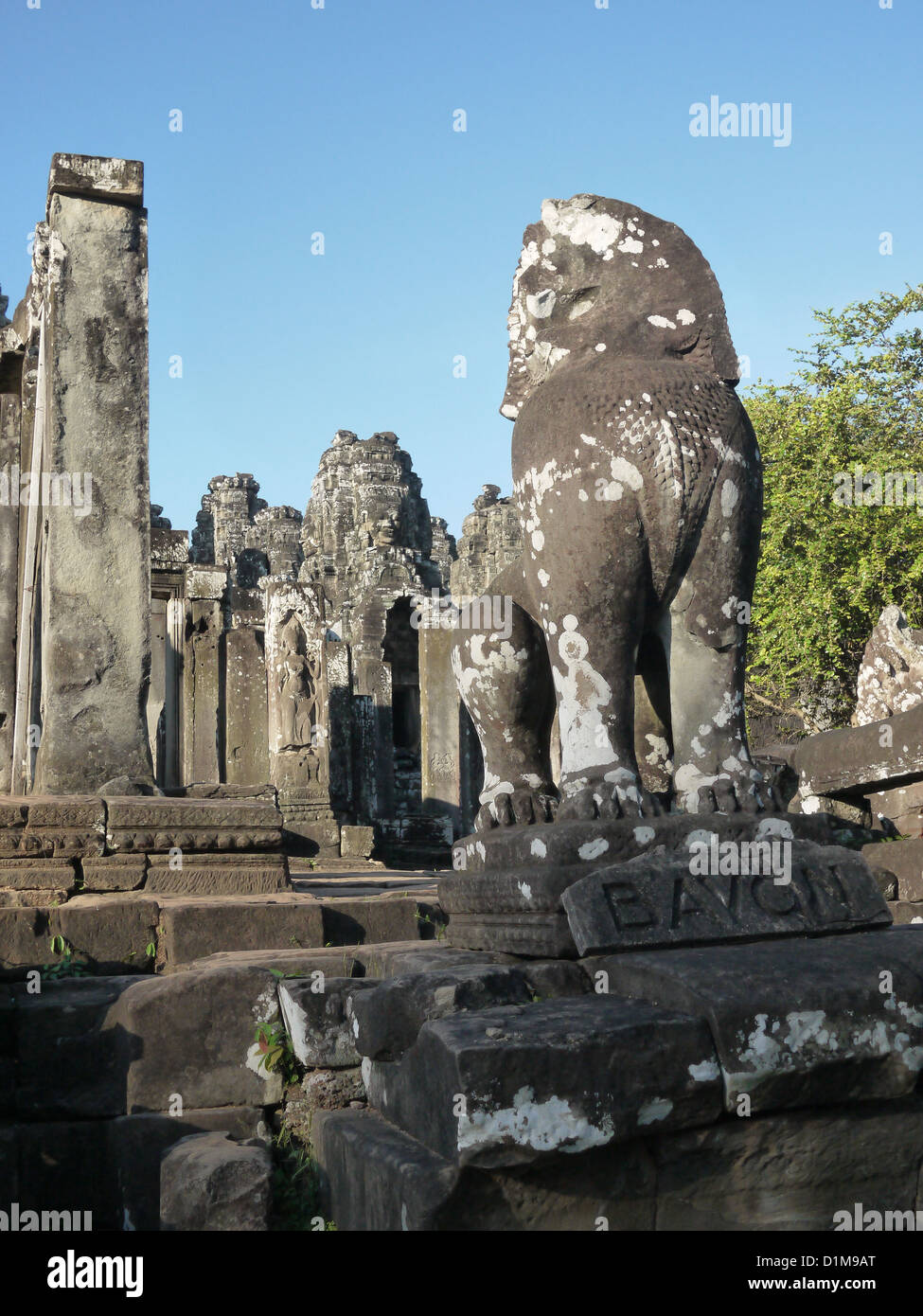 Angkor Wat lion statua Foto Stock