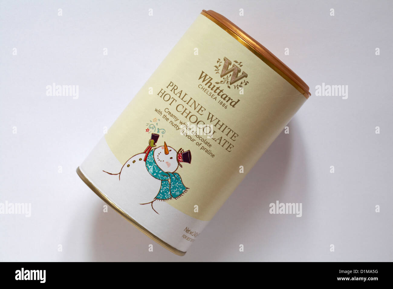 Lo stagno di Whittard pralina White Hot Chocolate drink isolati su sfondo bianco - crema di cioccolato bianco con un sapore di nocciola di pralina Foto Stock