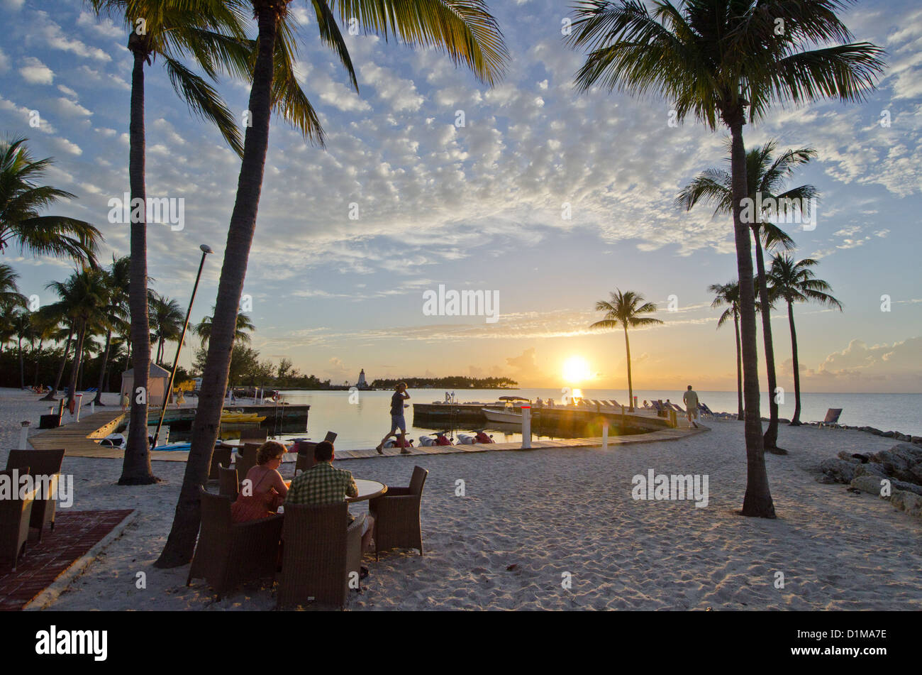 Florida Keys con spiagge tropicali tramonti e la Seven Mile bridge Foto Stock