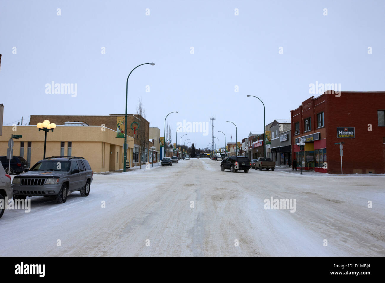 La terza avenue main street attraverso Kamsack Saskatchewan Canada Foto Stock