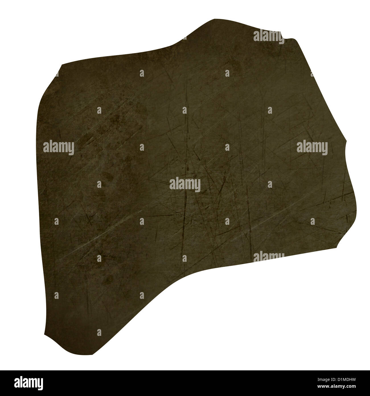 Dark stagliano e testurizzato Mappa di Ruanda isolati su sfondo bianco. Foto Stock