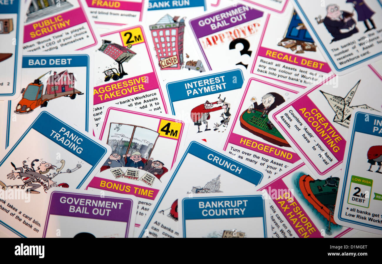 "Crunch": scheda di gioco basata sulla crisi finanziaria globale, Londra Foto Stock