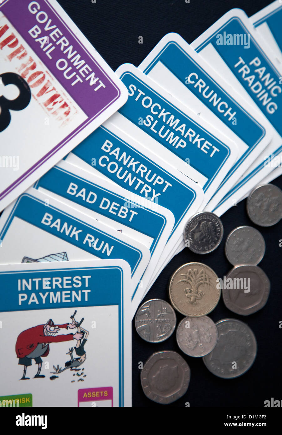 "Crunch": scheda di gioco basata sulla crisi finanziaria globale, Londra Foto Stock