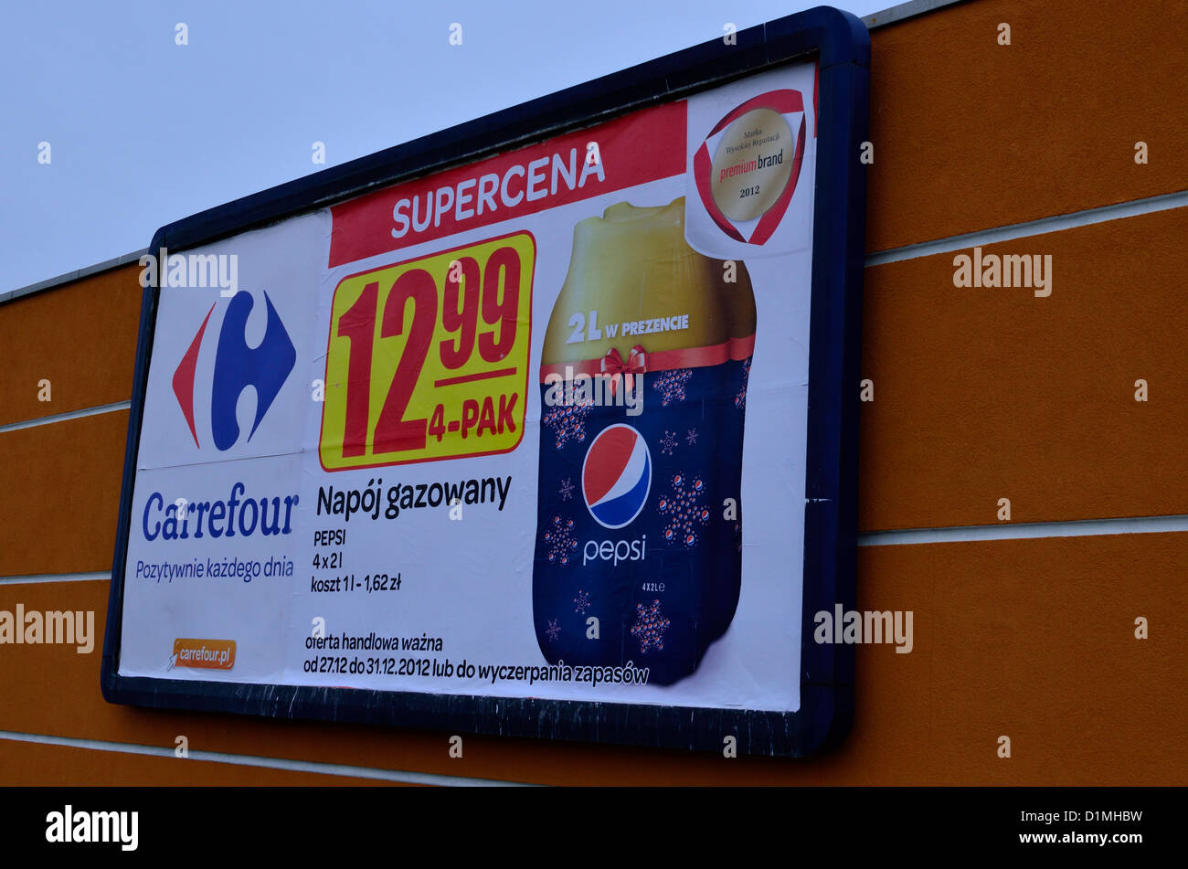 Affissioni, pubblicità su una parete (Pepsi bevanda), in Polonia Foto Stock