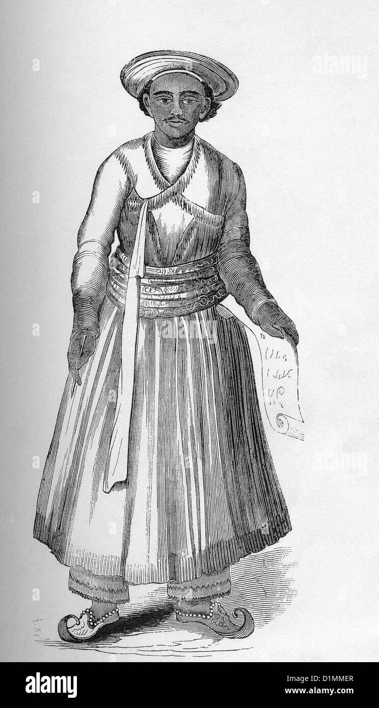 Questa 1855 illustrazione mostra Mohammedan o seguace del profeta Maometto, del Bengala di alto rango nel pieno abito. Foto Stock