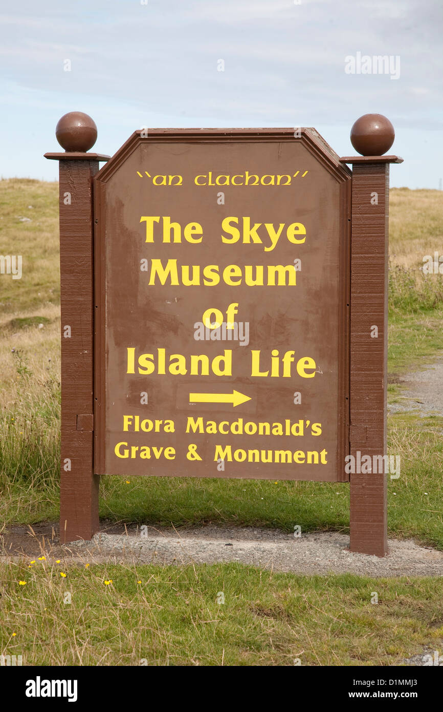 La Skye museo della vita dell'isola e segno, Isola di Skye in Scozia Foto Stock