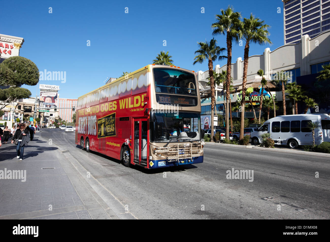 Il deuce double deck bus sulla strip di Las Vegas Nevada USA Foto Stock