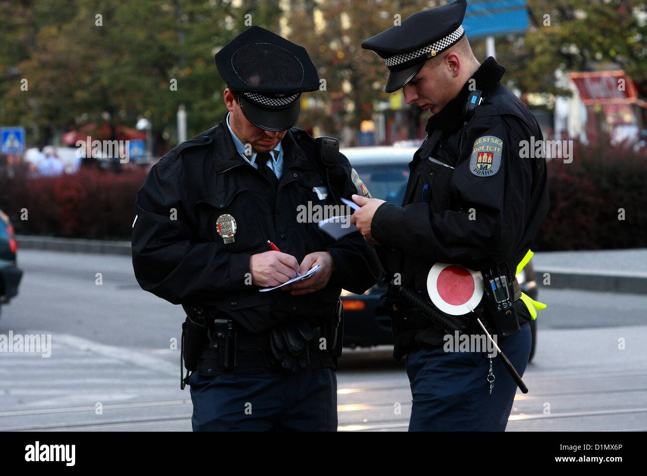 La città di Praga, Polizia Municipale, Repubblica Ceca Foto Stock