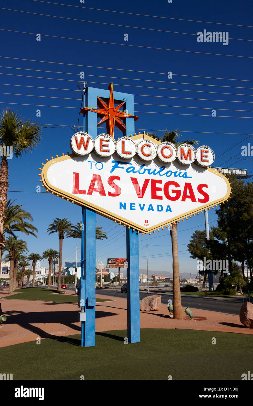 Benvenuto nella favolosa Las Vegas segno Nevada USA Foto Stock