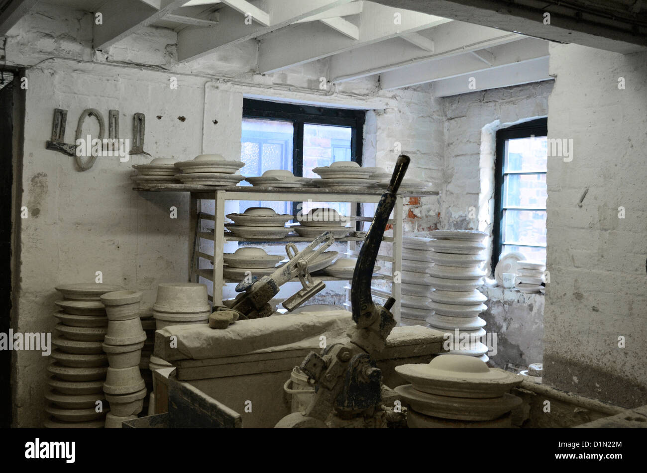 Camera di fabbrica Gladstone Pottery Museum Longton Stoke-on-Trent Victorian Stoke on Trent factory Foto Stock