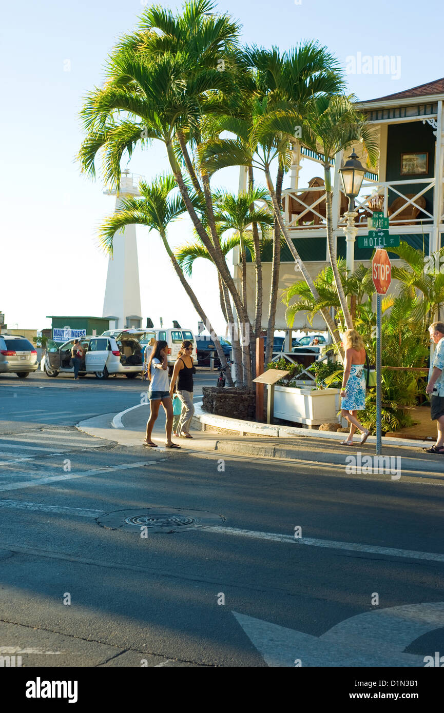 Il centro di Lahaina sull'isola di Maui. Foto Stock