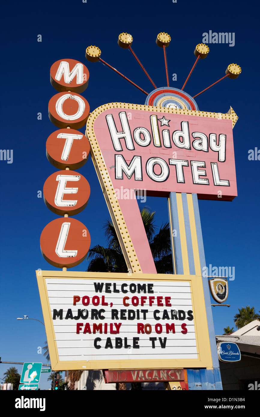 Il vecchio segno per holiday motel Las Vegas Nevada USA Foto Stock