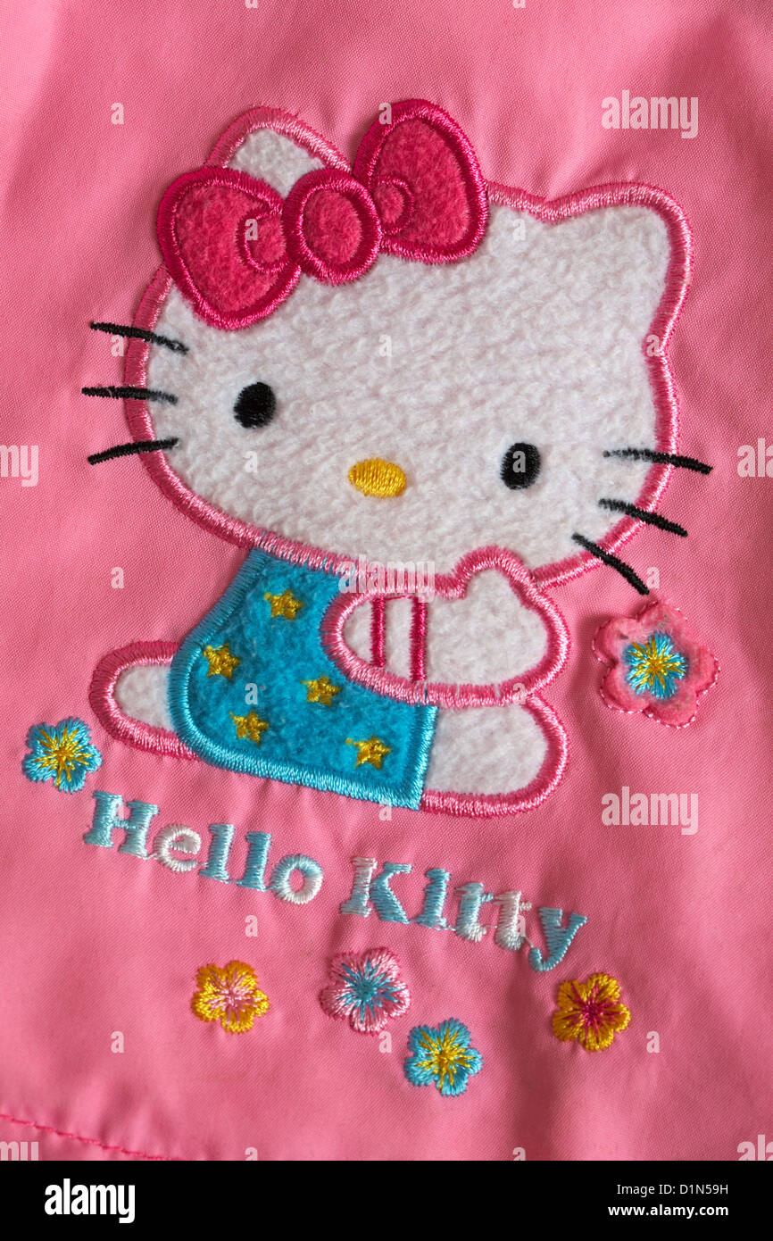 Hello Kitty dettaglio sulla ragazza del mantello e chiudere fino Foto Stock