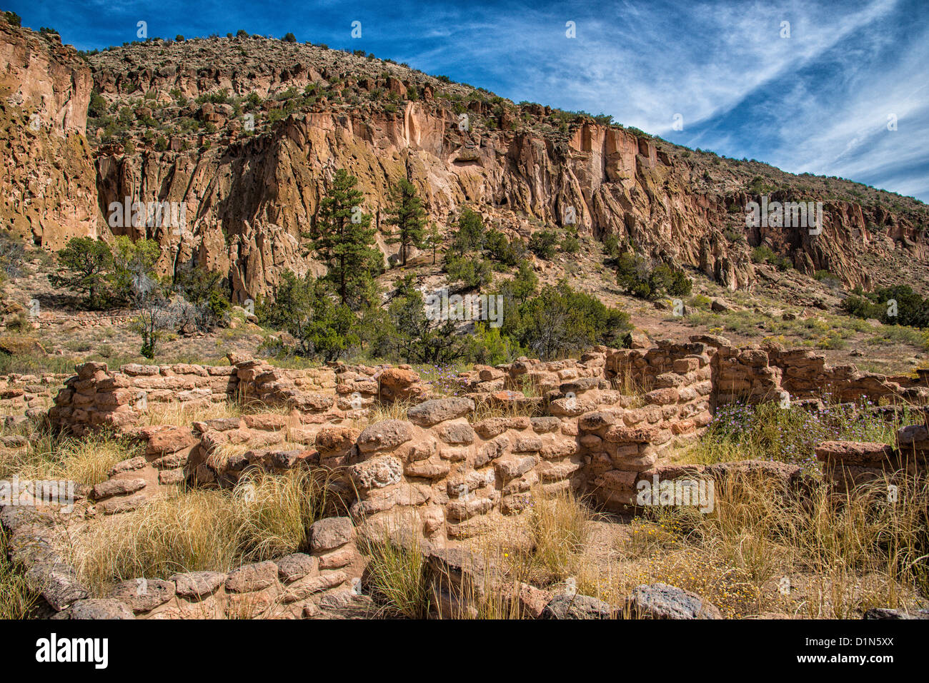 Le rovine di Bandelier National Monument, Nuovo Messico Foto Stock