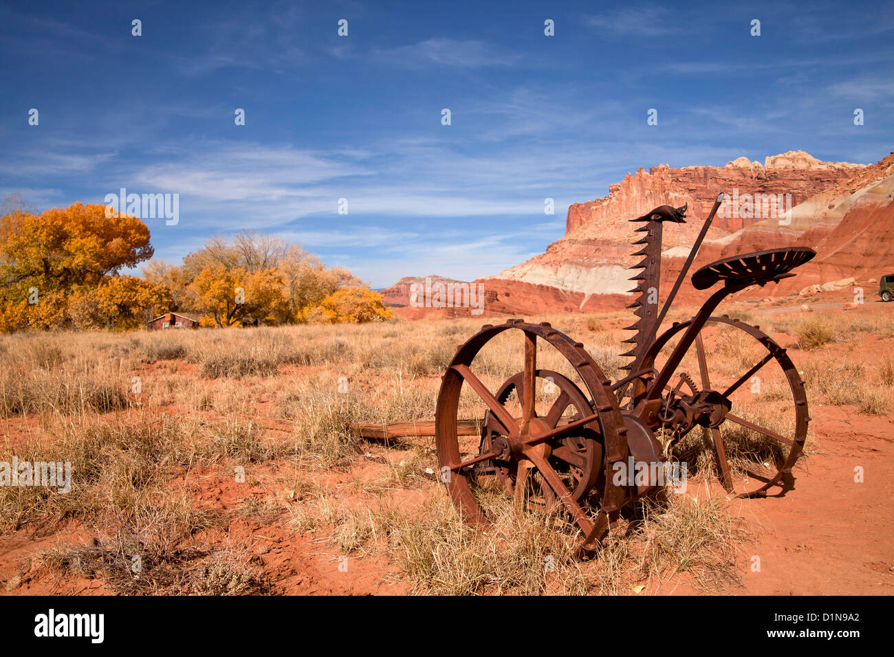 Storico veicolo agricolo Capitol Reef National Park nello Utah, Stati Uniti d'America, STATI UNITI D'AMERICA Foto Stock