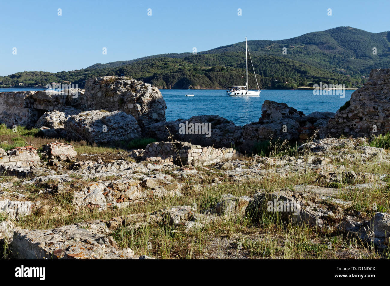 Boat Harbour entrata a Portoferraio, Isola d'Elba toscana italia Foto Stock