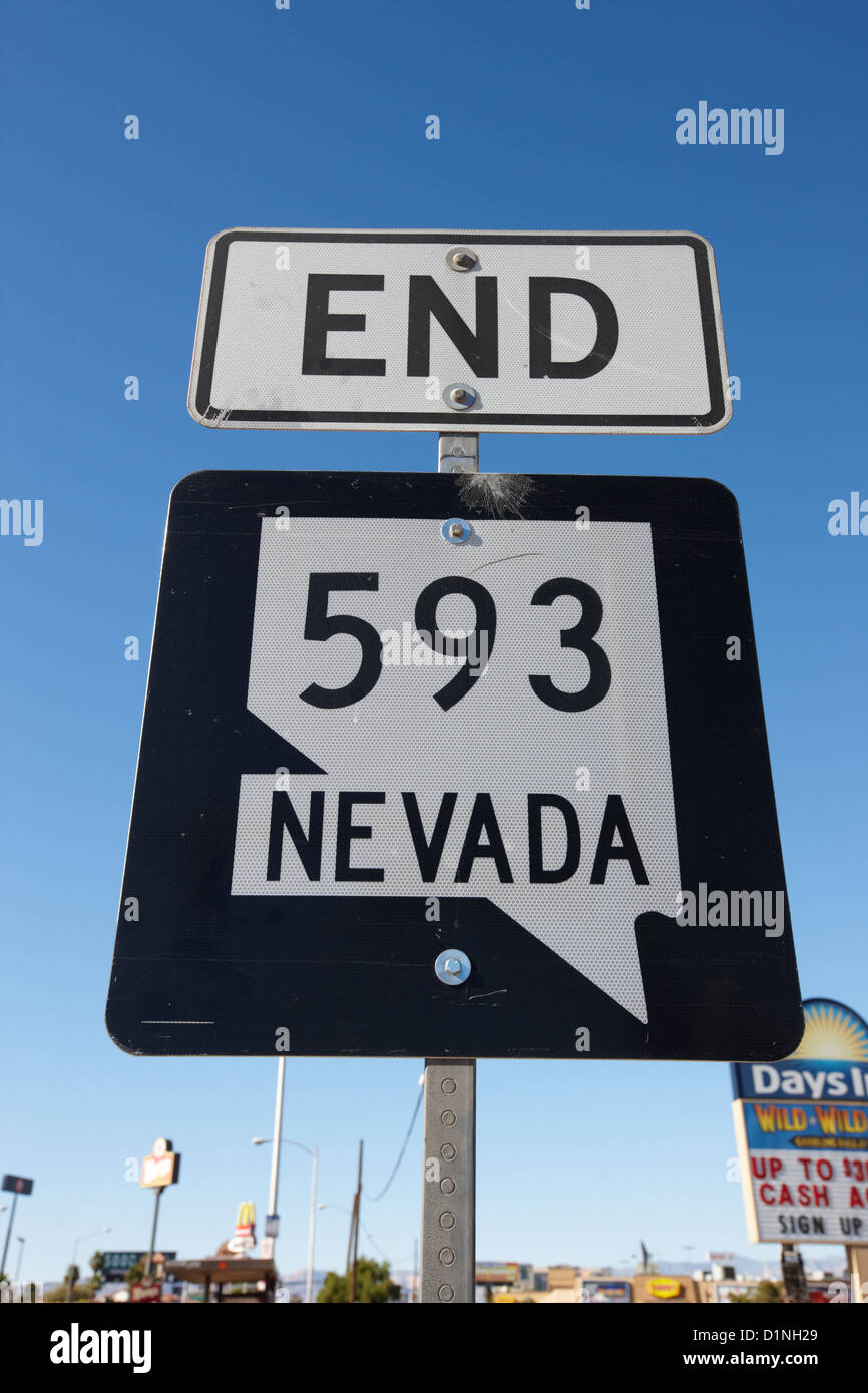 Fine del nevada state route sr 593 Las Vegas Nevada USA Foto Stock