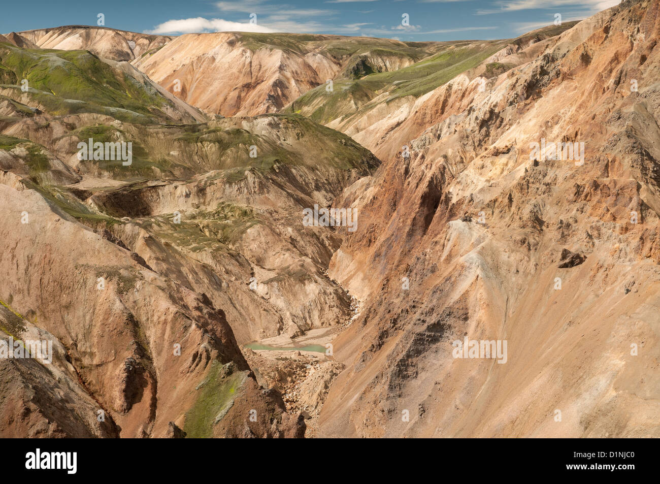 Vibranti colori terra di riolite montagne a Landmannalaugar. L'Islanda. Foto Stock