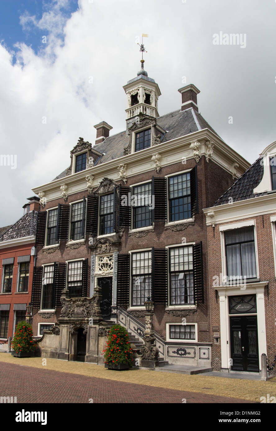 Dutch town house con facciata in stile rococò, Sneek, Frisia Foto Stock