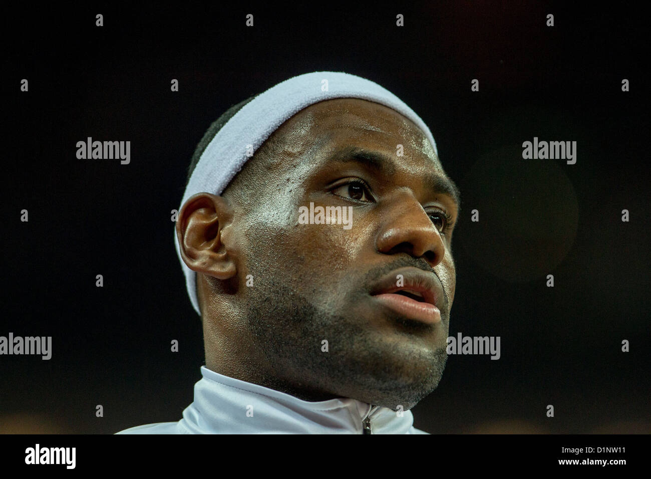 Lebron James (USA) concorrenti in la medaglia d oro di pallacanestro degli uomini di gioco presso le Olimpiadi estive di Londra, 2012 Foto Stock