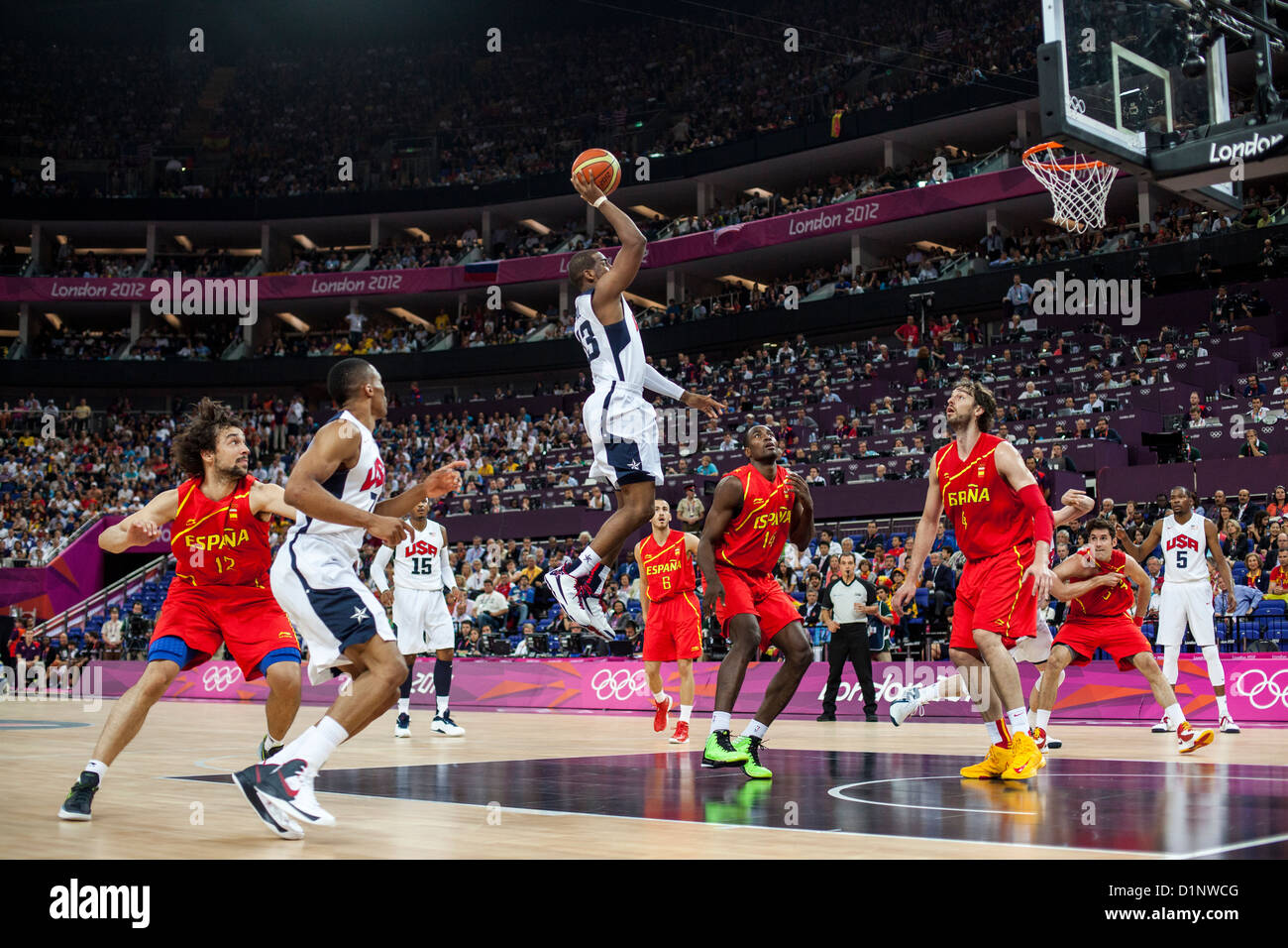 Chris Paul (USA) concorrenti in la medaglia d oro di pallacanestro degli uomini di gioco presso le Olimpiadi estive di Londra, 2012 Foto Stock