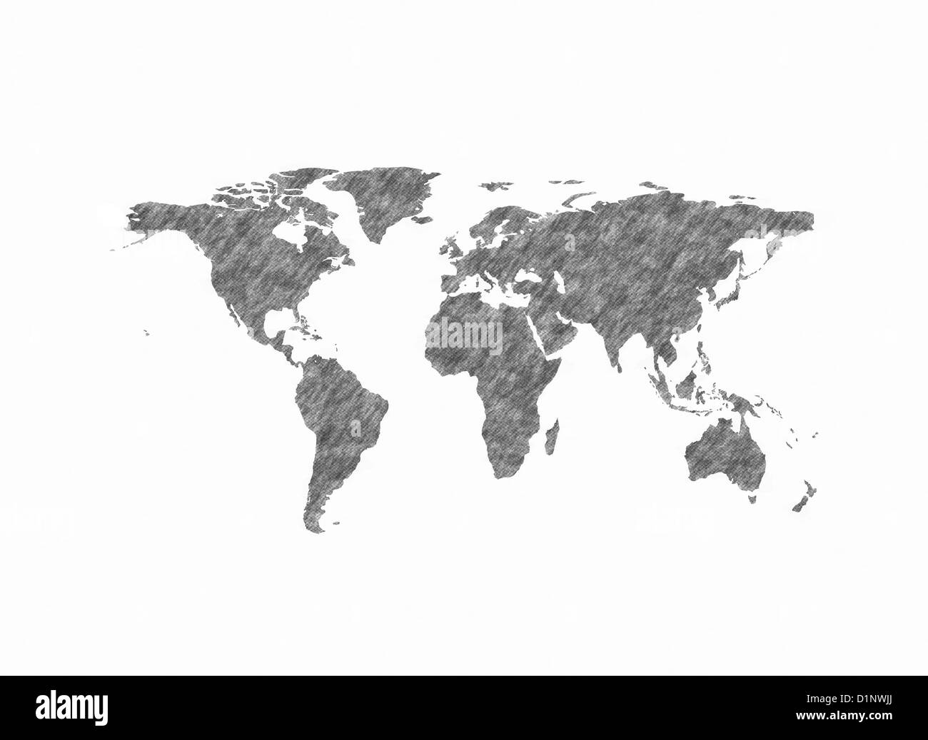 Mappa del mondo il gesso sulla lavagna Foto Stock