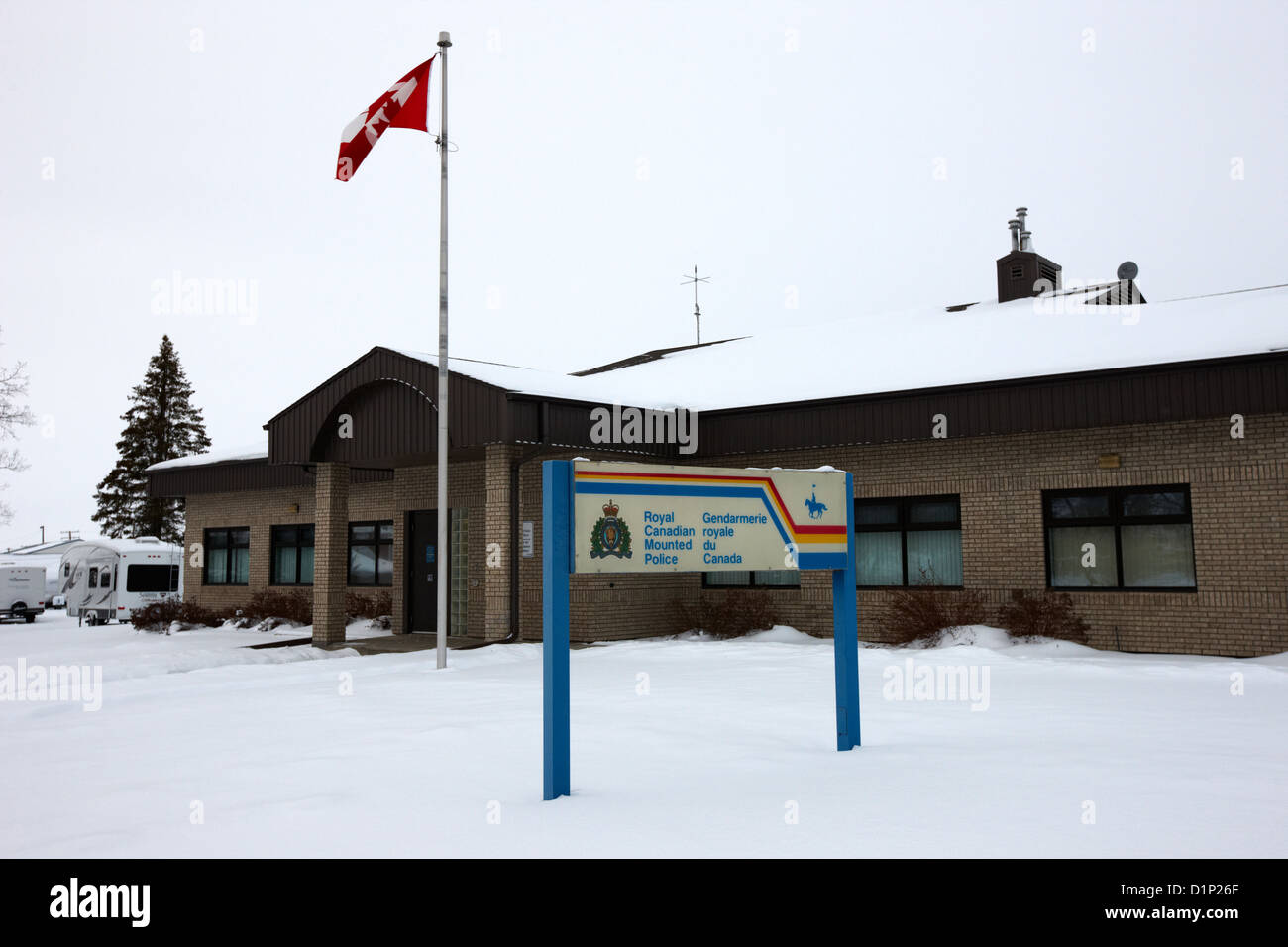 Rcmp Royal Canadian montato a una stazione di polizia nella piccola cittadina di Kamsack Saskatchewan Canada Foto Stock