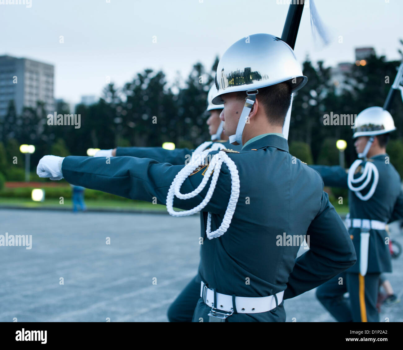 Abbassando la cerimonia della bandiera, Liberty Square, Taipei Foto Stock