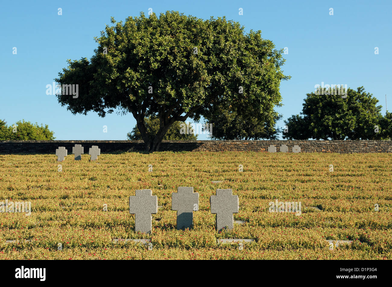 Attraversa nel cimitero militare tedesco di Creta, Grecia Foto Stock