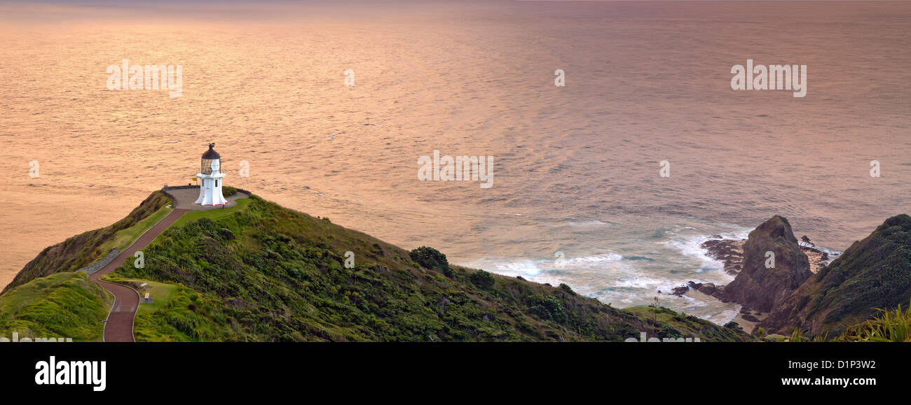 Golden Sunrise a Cape Reinga, Nuova Zelanda Foto Stock