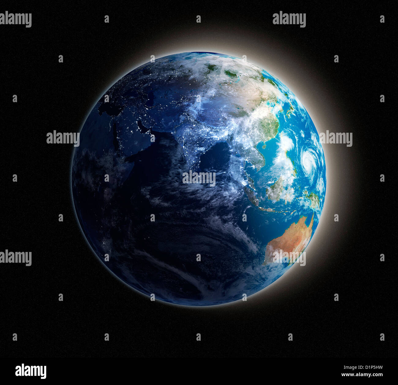 Asia, notte-giorno artwork Foto Stock