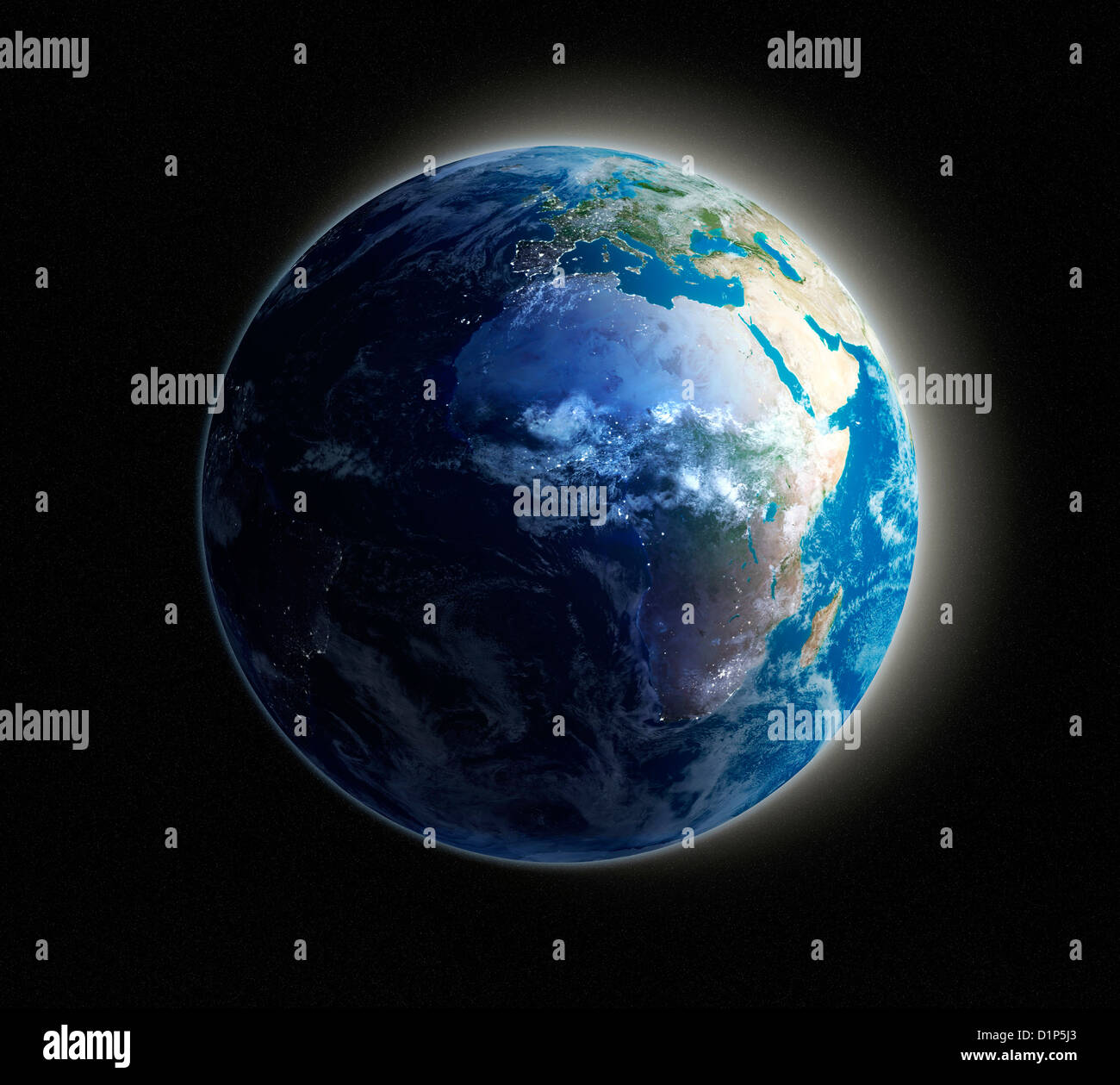 L Africa e l Europa, notte-giorno artwork Foto Stock