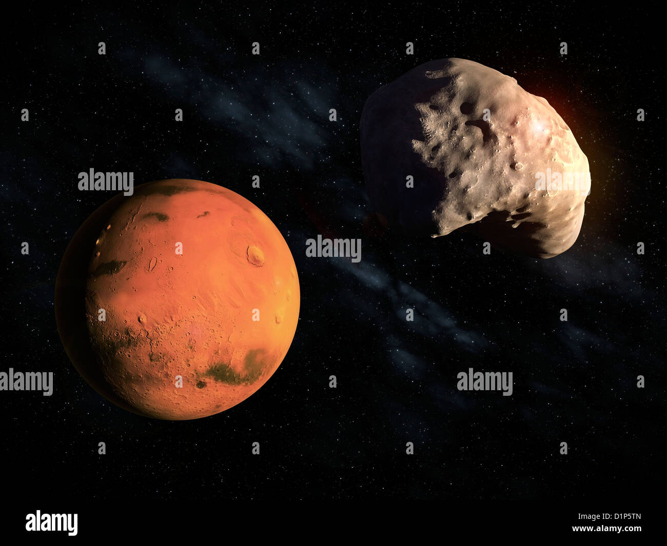 Marte e Deimos, artwork Foto Stock