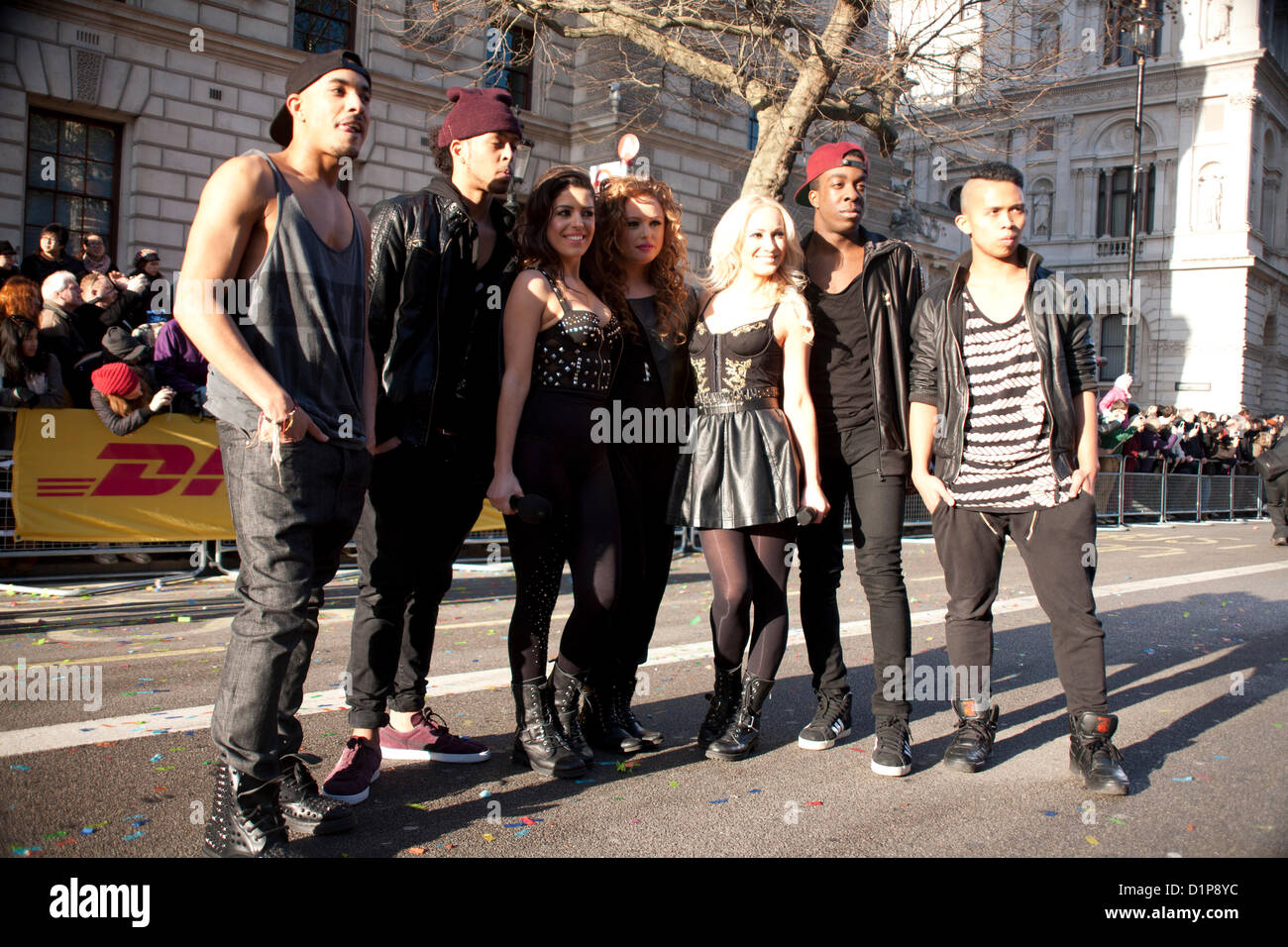 Local band britannica a Londra il primo giorno del nuovo anno Parade 2013, Martedì 1 gennaio il Parlamento Street, Westminster, London, England, Regno Unito Foto Stock