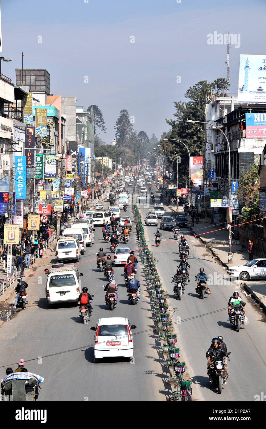 Scena di strada Kathmandu in Nepal Foto Stock