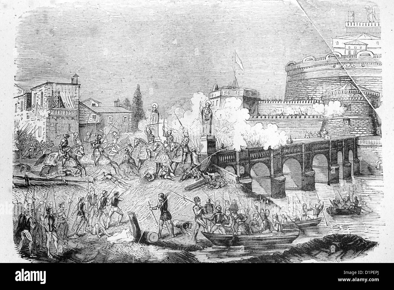 Il Sacco di Roma, 1527. Illustrazione di antiquariato, 1856. Foto Stock