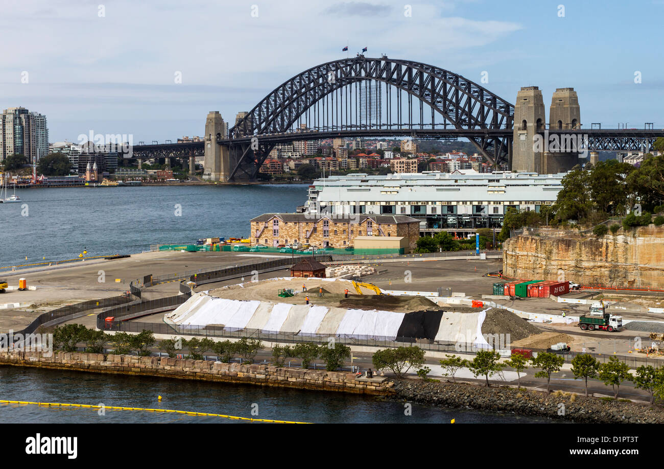 Nuovo terminal per navi da crociera in costruzione nel porto di Sydney Foto Stock