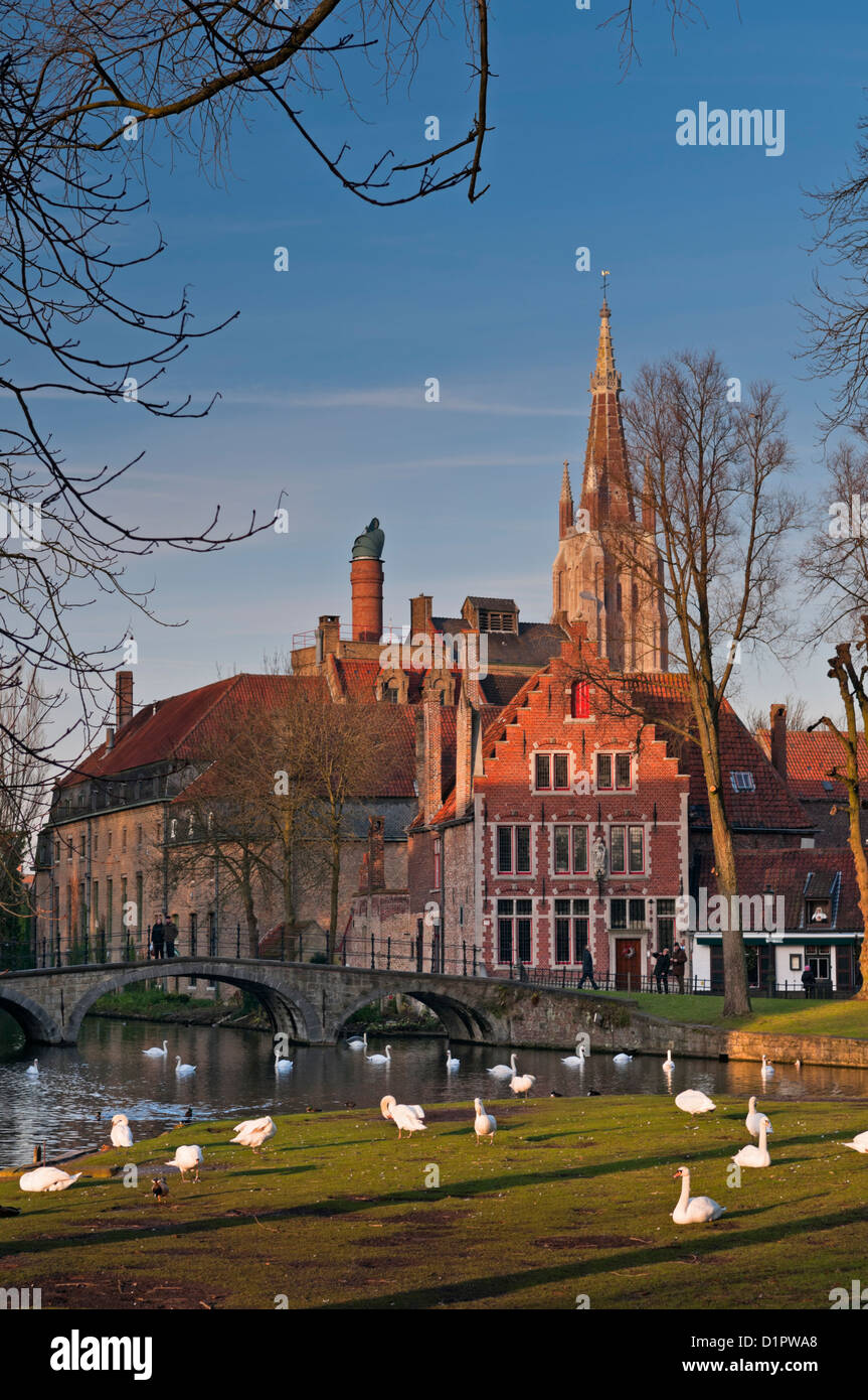 Parco Minnewater Bruges Belgio Foto Stock