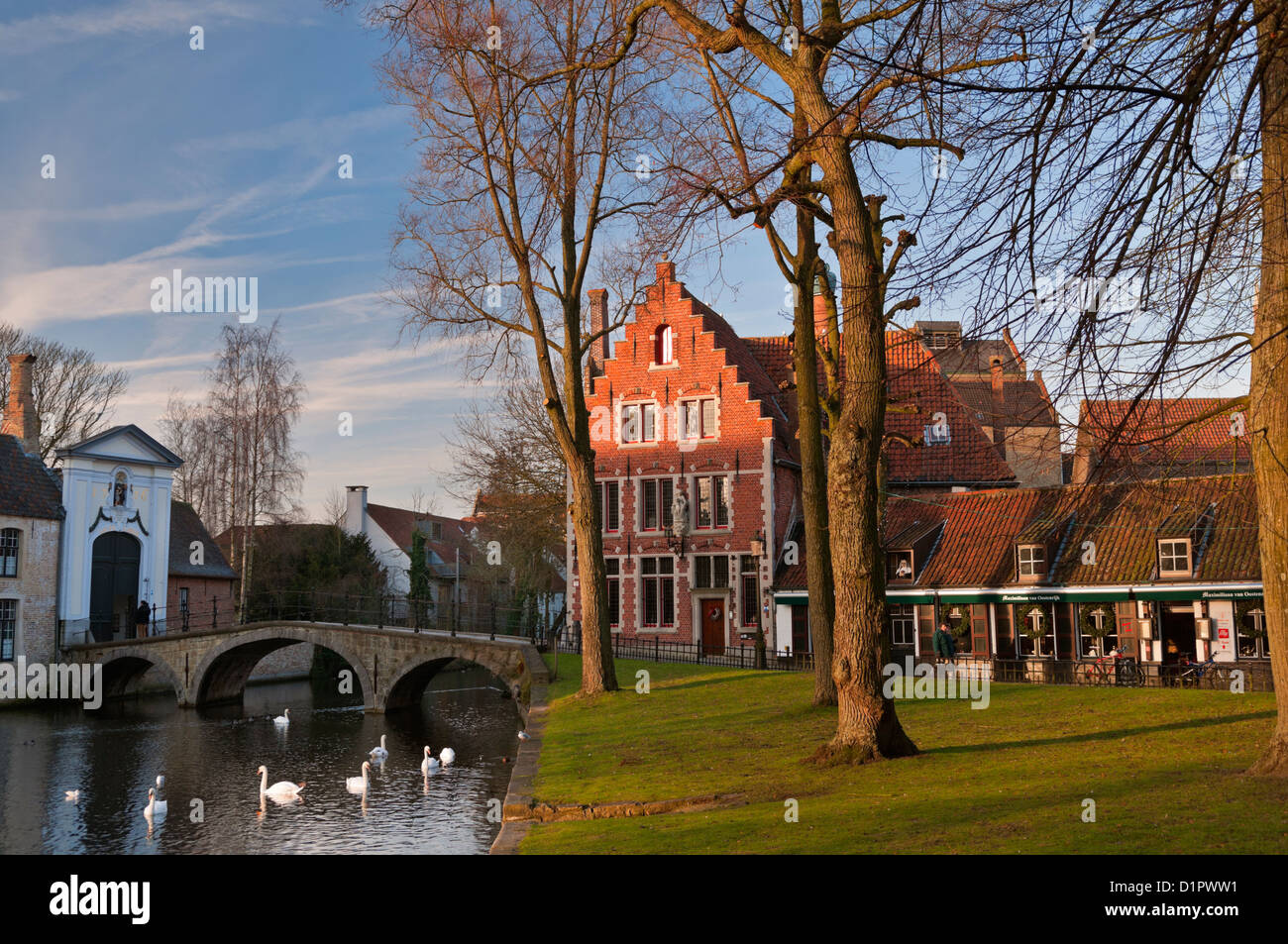 Parco Minnewater Bruges Belgio Foto Stock