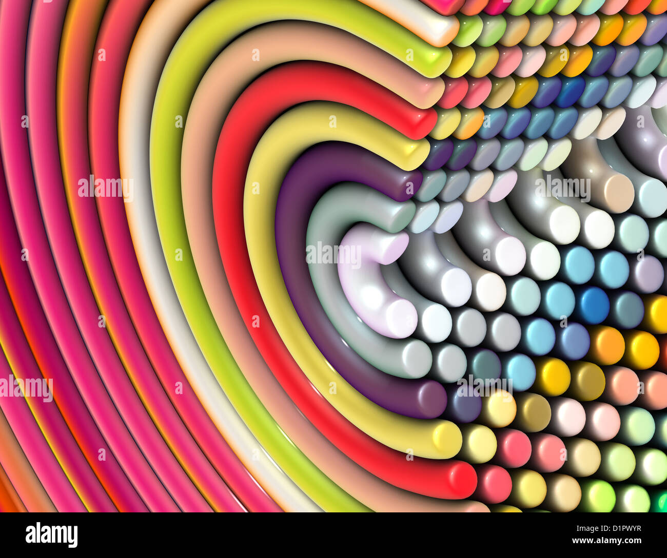 3d tubo curvo forme nel colore arcobaleno Foto Stock