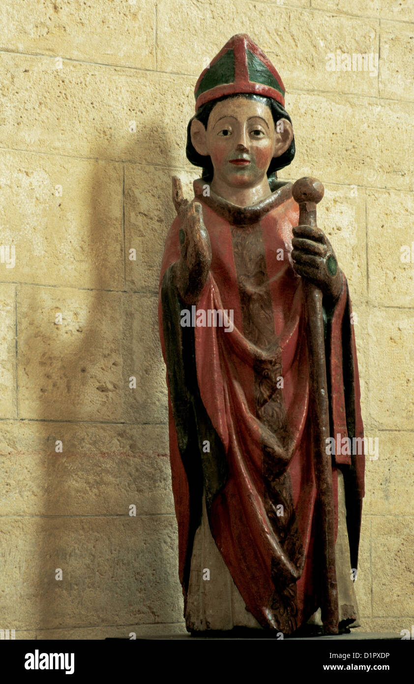 Martino di Tours (316-397). Vescovo di Tours. La scultura. Chiesa di San Martino di Tours. Fromista. Spagna. Foto Stock