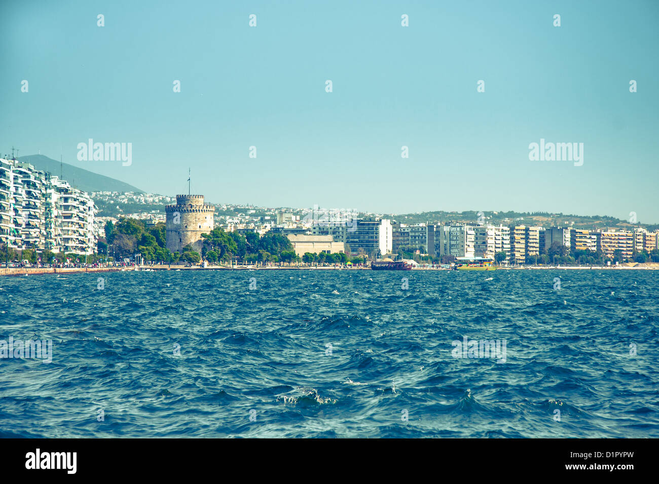 Vista principale sulla città di Salonicco embankment, Grecia Foto Stock