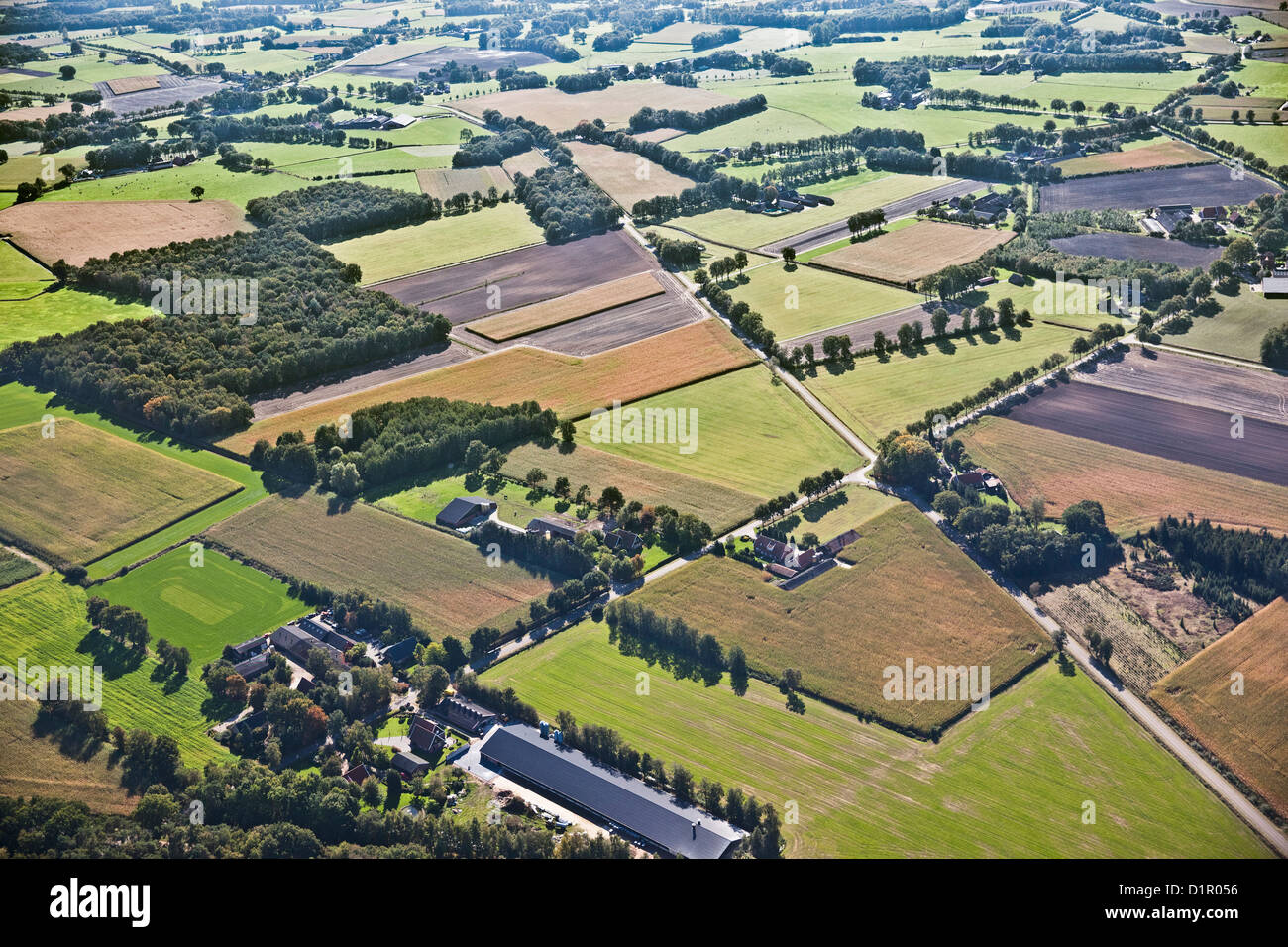 I Paesi Bassi, Goor, aziende e campi. L'agricoltura. Antenna Foto Stock
