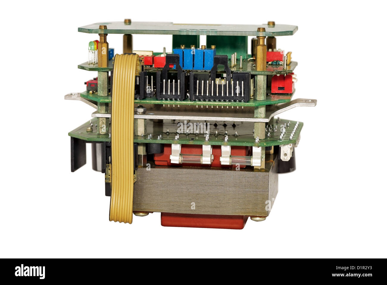 Scheda, condensatore, circuito, circuiteria, close-up, complessità, componente, dettaglio, dispositivo digitale, elettrici, elettrico, elettronico Foto Stock