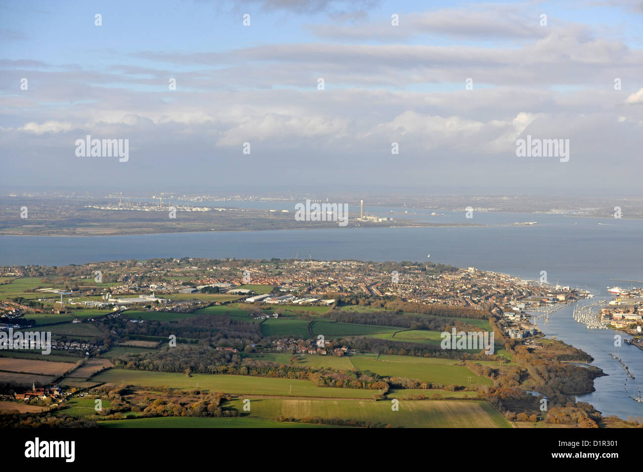 Immagine aerea di Cowes sull'Isola di Wight Foto Stock