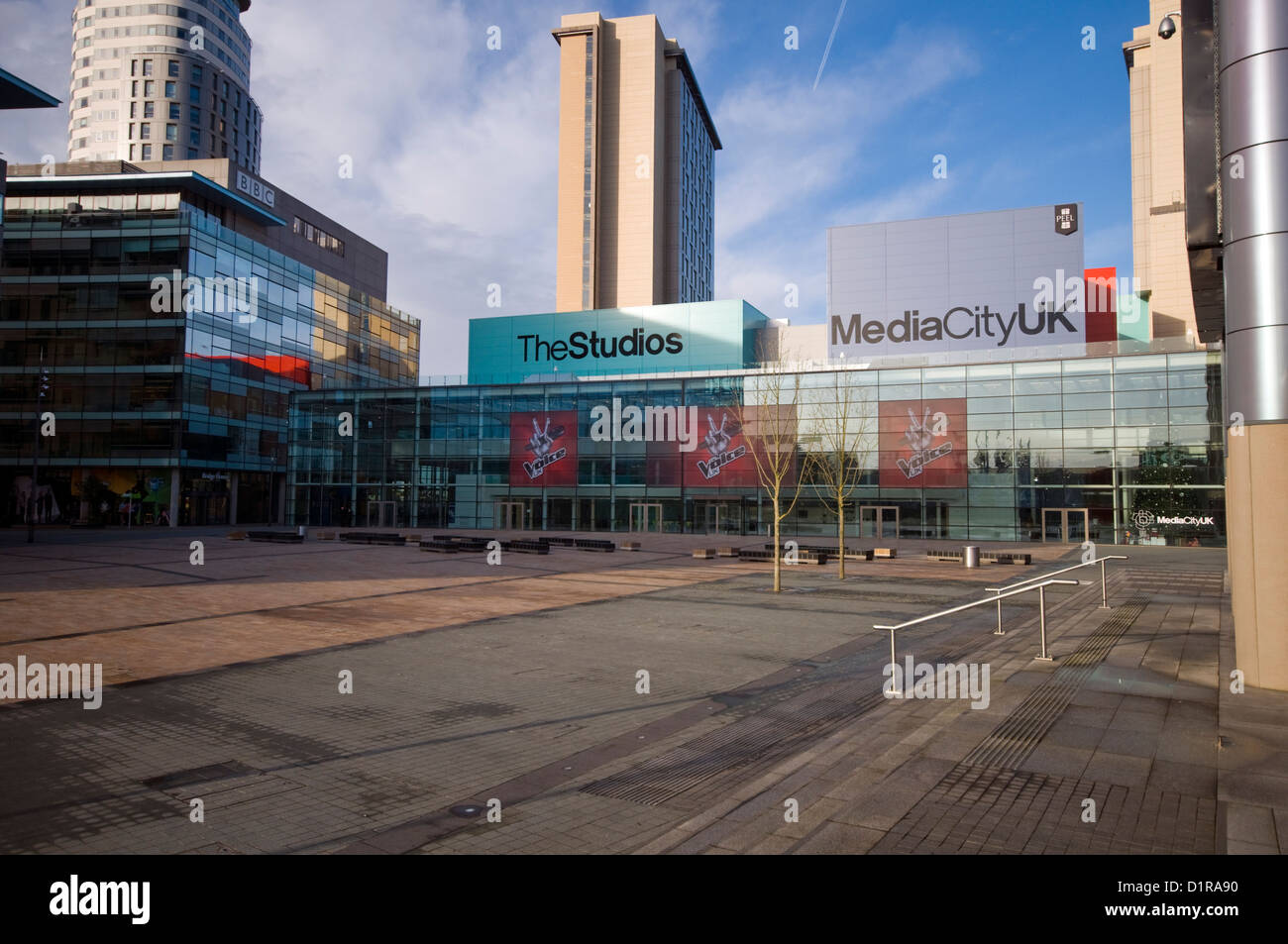 Il Media City UK studi televisivi a Salford Quays a Manchester in Inghilterra Foto Stock