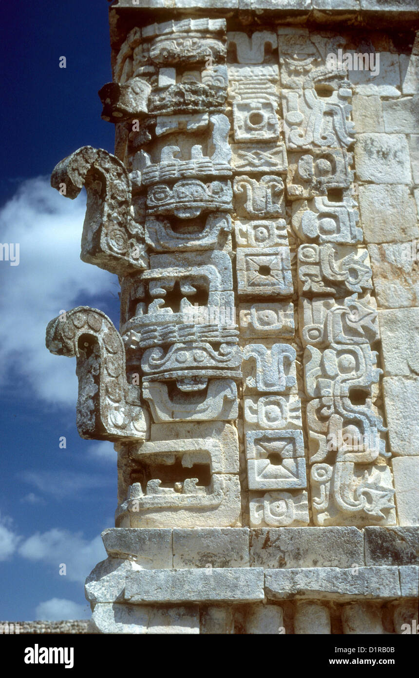 Fregio maya, Uxmal Uxmal, Yucatan, Messico Foto Stock