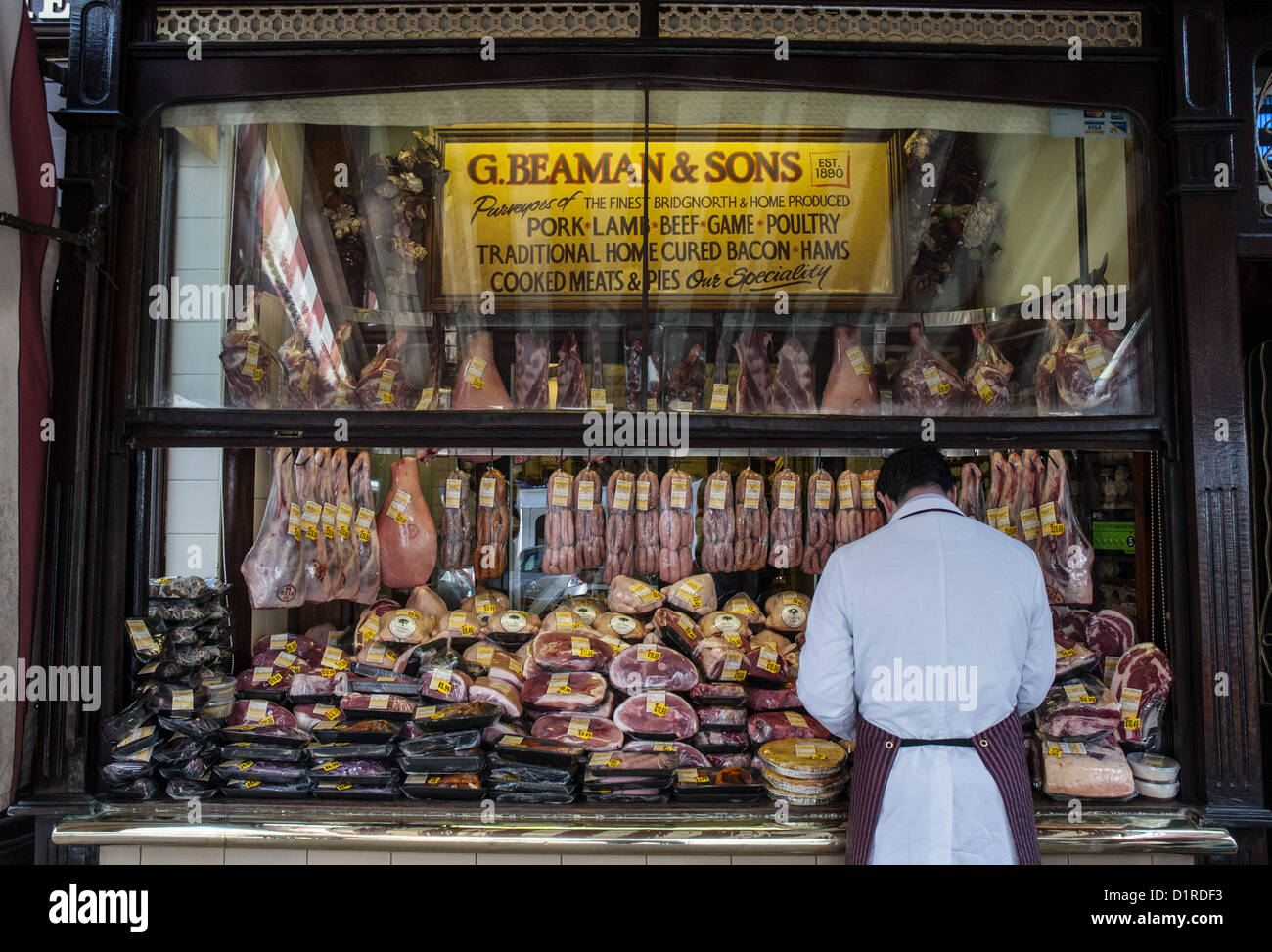 Macelleria a Bridgnorth, Shropshire Foto Stock