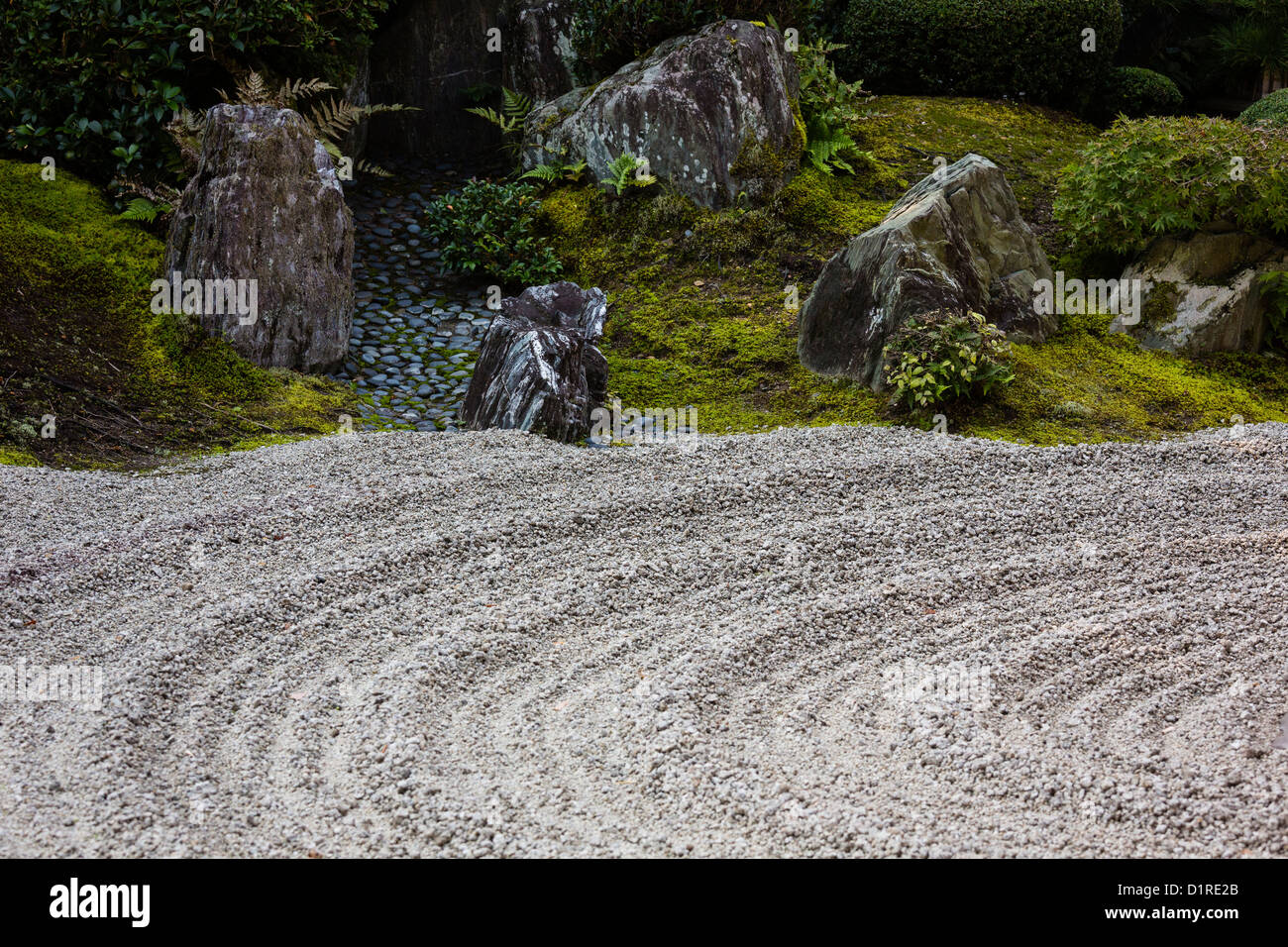 Un giardino Zen in uno dei templi di Tofukuji tempio complesso, Kyoto Foto Stock