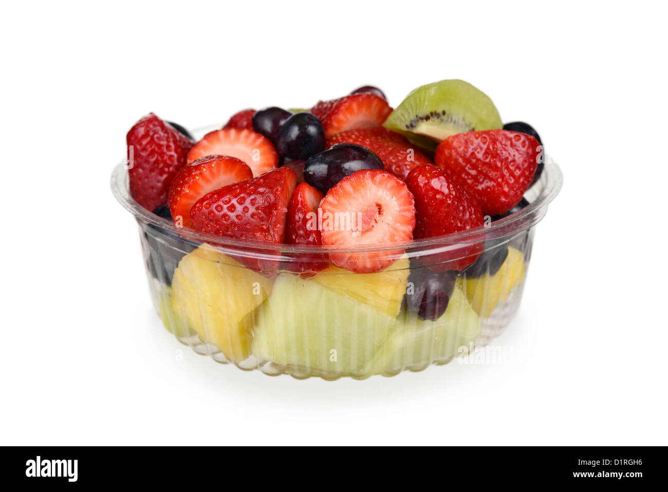 Confezionati insalata di frutta, store acquistate in contenitore di plastica Foto Stock